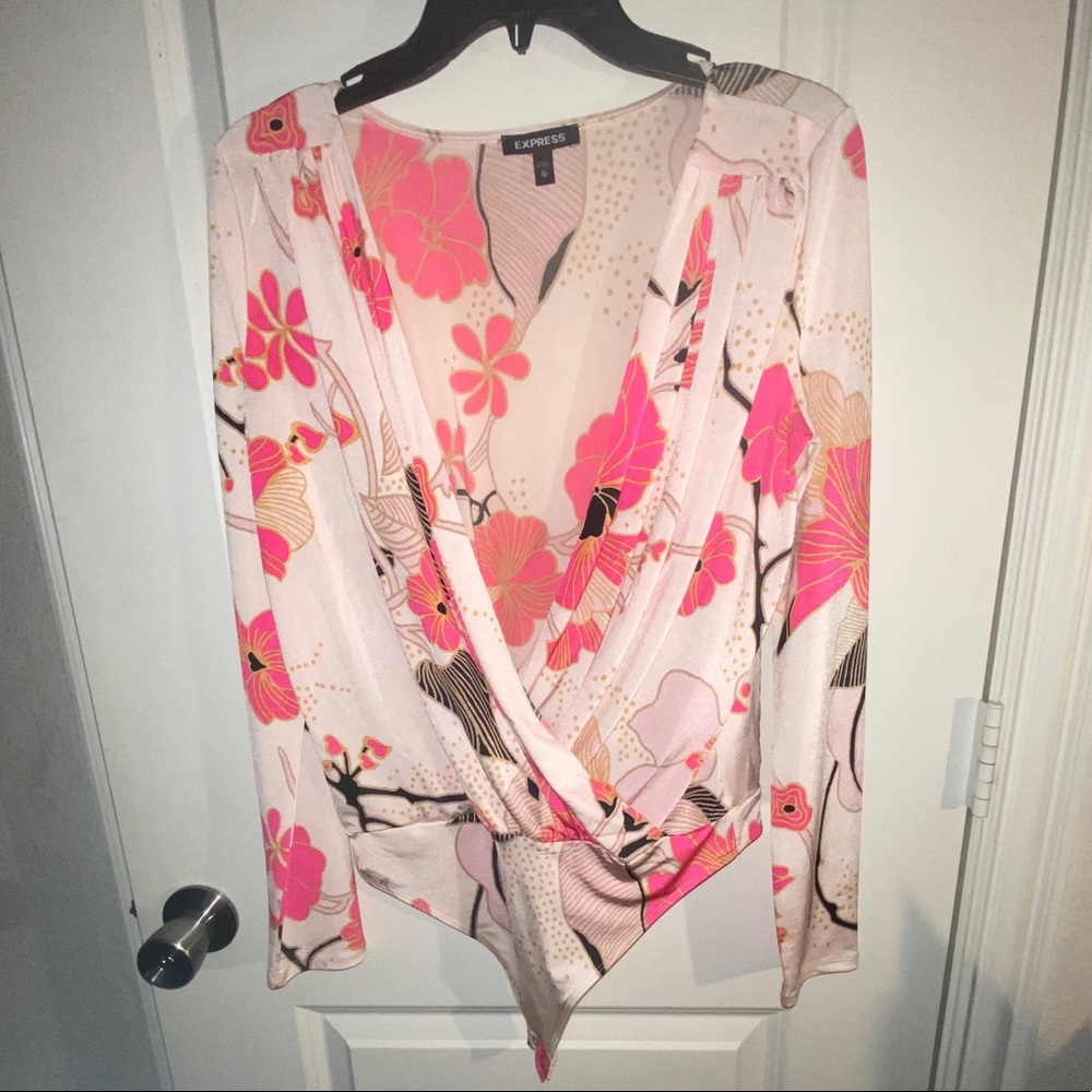 Stain Floral Wrap Bodysuit